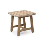 Tavolino da esterno LuxenHome 17,5", in legno di acacia con finiture in vimini intrecciato, piccoli tavolini da esterno per patio, balcone, giardino