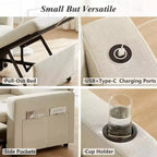 Dyonery 42,5 Pollici Sedia Letto Trasformabile 3-in-1 Divano Letto Estraibile con Schienale Regolabile e Tasche Laterali per Piccoli Spazi