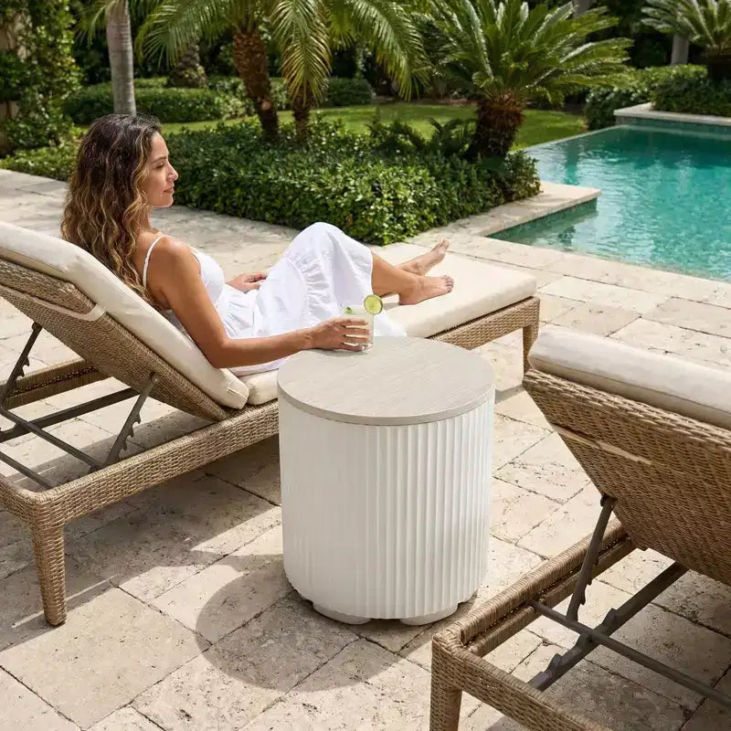 NAYSAYE Tavolino Refrigerante per Esterni - Secchiello Portatile per Ghiaccio, Tavolino da Patio con Contenitore Refrigerato, Porta Bevande per Feste, Picnic, Spiaggia e Piscina