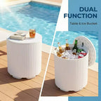NAYSAYE Tavolino Refrigerante per Esterni - Secchiello Portatile per Ghiaccio, Tavolino da Patio con Contenitore Refrigerato, Porta Bevande per Feste, Picnic, Spiaggia e Piscina