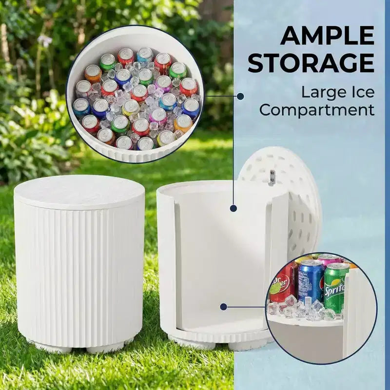 NAYSAYE Tavolino Refrigerante per Esterni - Secchiello Portatile per Ghiaccio, Tavolino da Patio con Contenitore Refrigerato, Porta Bevande per Feste, Picnic, Spiaggia e Piscina