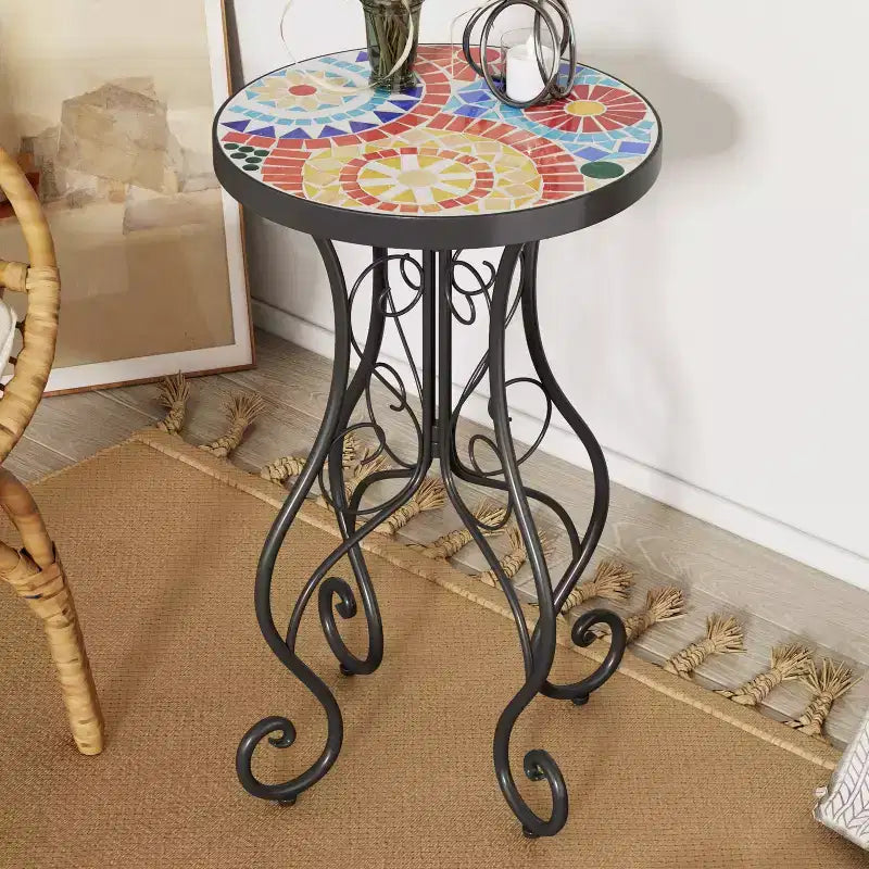 Table d'appoint d'extérieur, colorée+noire