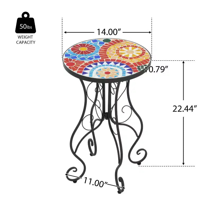 Table d'appoint d'extérieur, colorée+noire