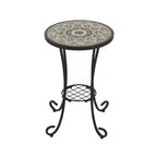 Table d'appoint de patio avec étagère, Brun+Noir