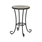 Table d'appoint de patio avec étagère, Brun+Noir