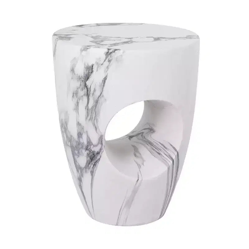 Christopher Knight Home Zain Tavolino da Esterno Rotondo Moderno in Cemento Leggero con Intaglio