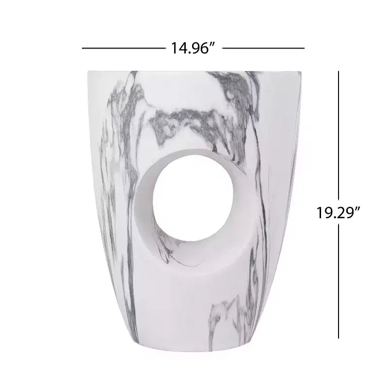 Christopher Knight Home Zain Tavolino da Esterno Rotondo Moderno in Cemento Leggero con Intaglio