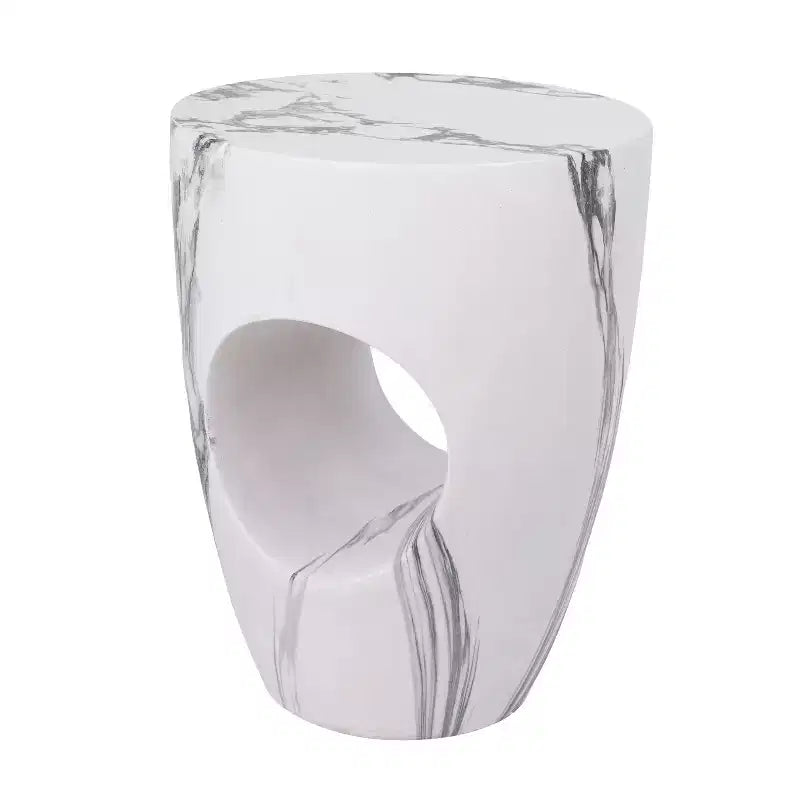 Christopher Knight Home Zain Tavolino da Esterno Rotondo Moderno in Cemento Leggero con Intaglio