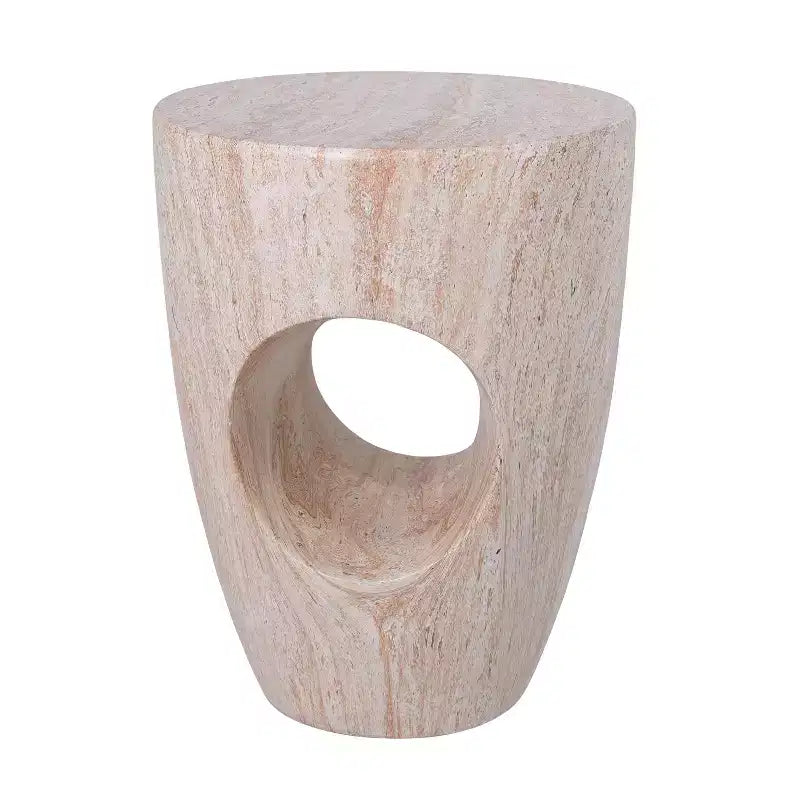 Christopher Knight Home Zain Tavolino da Esterno Rotondo Moderno in Cemento Leggero con Intaglio