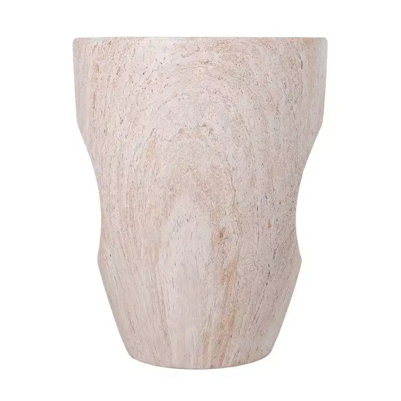 Christopher Knight Home Zain Tavolino da Esterno Rotondo Moderno in Cemento Leggero con Intaglio