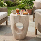 Christopher Knight Home Zain Modern Round Lightweight Concrete Patio Side Table with Cutout Accent