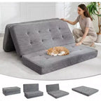 Materasso Pieghevole a Tre Ante, Materasso Pieghevole in Memory Foam, Divano Letto Pieghevole da Pavimento con Schiuma di Supporto ad Alta Densità, Materasso Pieghevole Singolo per Soggiorno
