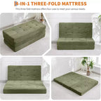 Materasso Pieghevole a Tre Ante, Materasso Pieghevole in Memory Foam, Divano Letto Pieghevole da Pavimento con Schiuma di Supporto ad Alta Densità, Materasso Pieghevole Singolo per Soggiorno