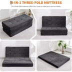 Materasso Pieghevole a Tre Ante, Materasso Pieghevole in Memory Foam, Divano Letto Pieghevole da Pavimento con Schiuma di Supporto ad Alta Densità, Materasso Pieghevole Singolo per Soggiorno