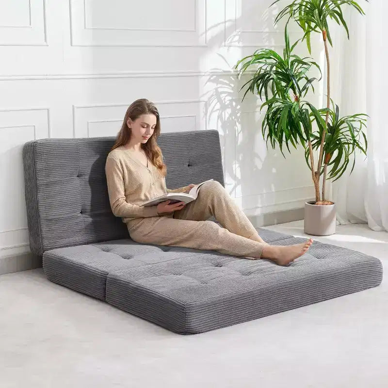 Materasso Pieghevole a Tre Ante, Materasso Pieghevole in Memory Foam, Divano Letto Pieghevole da Pavimento con Schiuma di Supporto ad Alta Densità, Materasso Pieghevole Singolo per Soggiorno