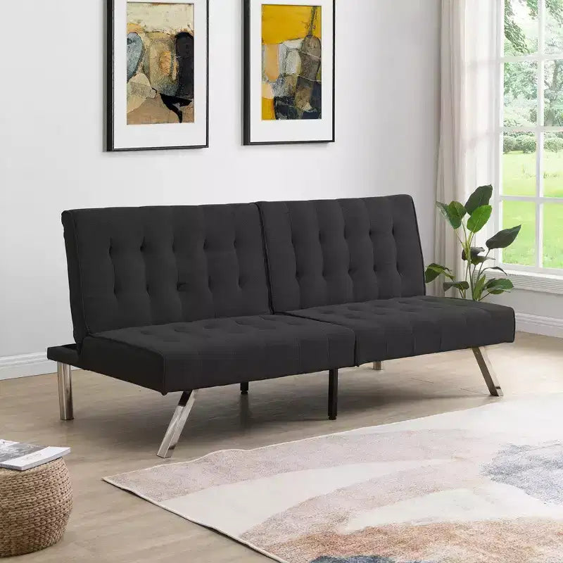Divano Letto Convertibile in Tessuto FurnitureR, Divano Letto Moderno Regolabile con Cuscino Trapuntato, Divano Letto per Piccoli Spazi in Soggiorno per Ospiti