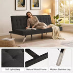 Divano Letto Convertibile in Tessuto FurnitureR, Divano Letto Moderno Regolabile con Cuscino Trapuntato, Divano Letto per Piccoli Spazi in Soggiorno per Ospiti