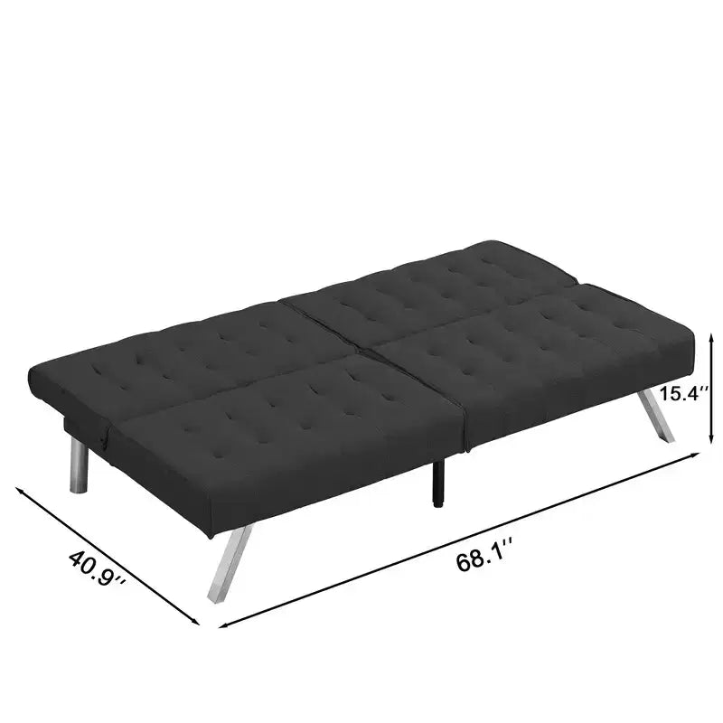 Divano Letto Convertibile in Tessuto FurnitureR, Divano Letto Moderno Regolabile con Cuscino Trapuntato, Divano Letto per Piccoli Spazi in Soggiorno per Ospiti