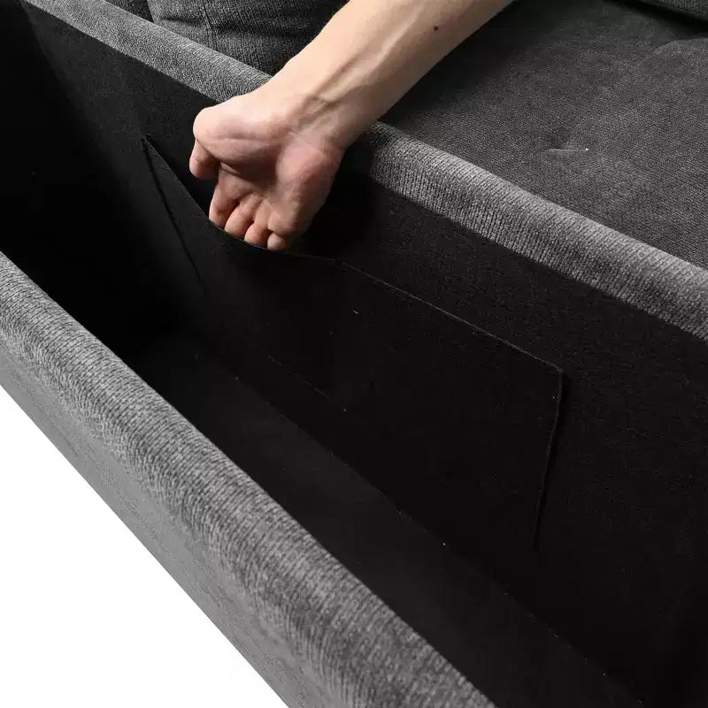 Divano Letto Sezionale Convertibile Whisen con Contenitore, Divano Estraibile con Contenitore Nascosto - Grigio