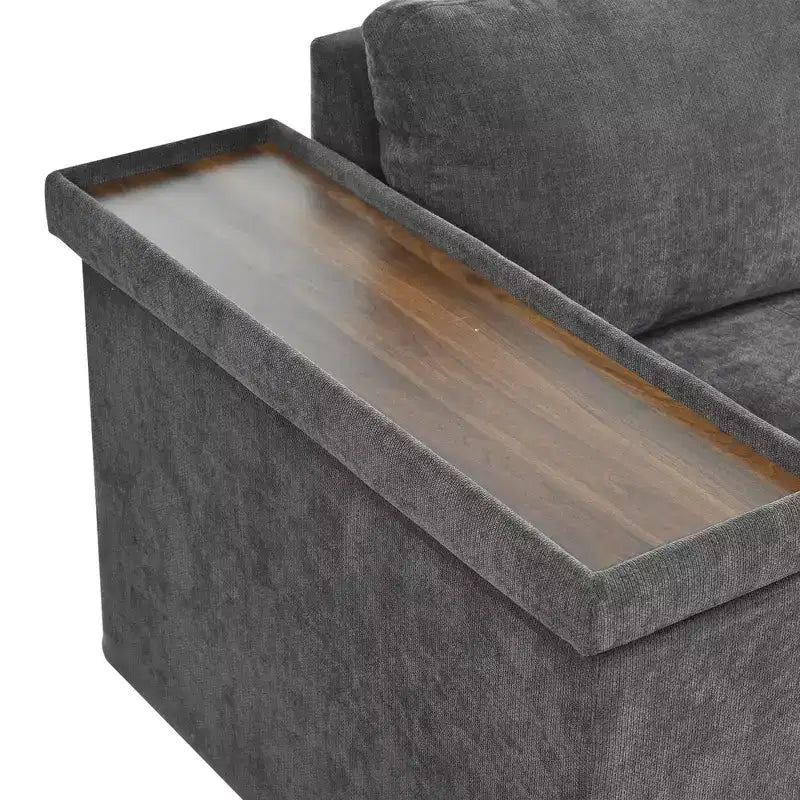 Divano Letto Sezionale Convertibile Whisen con Contenitore, Divano Estraibile con Contenitore Nascosto - Grigio