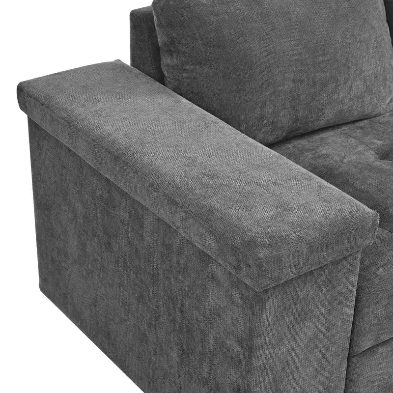 Divano Letto Sezionale Convertibile Whisen con Contenitore, Divano Estraibile con Contenitore Nascosto - Grigio