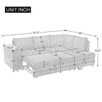 Divano Letto Sezionale Convertibile Whisen con Contenitore, Divano Estraibile con Contenitore Nascosto - Grigio