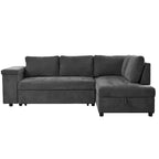 Divano Letto Sezionale Convertibile Whisen con Contenitore, Divano Estraibile con Contenitore Nascosto - Grigio