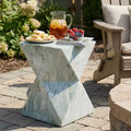 Christopher Knight Home Ilaria Modern Patio Marble Pattern Lightweight Concrete Hourglass Side Table