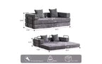 Divano Letto Convertibile MooxvMoo Floor, Divano Futon in Velluto a Coste con Cuscino, Divano Letto per Soggiorno Camera da Letto, Grigio