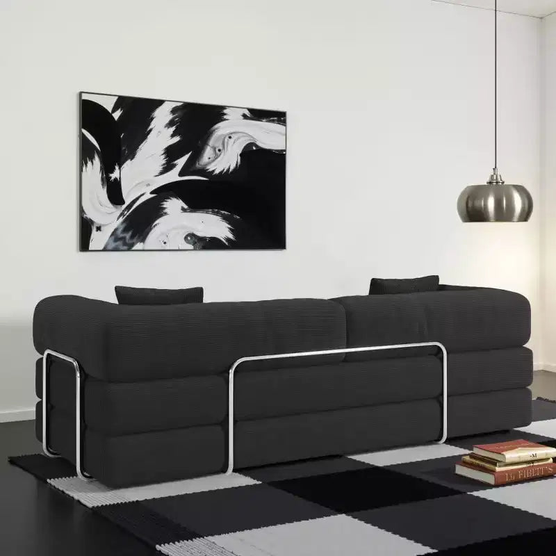 Divano Letto Componibile MooxvMoo 79, Divano Pavimento Pudding, Materasso a Compressione per Soggiorno Camera da Letto, Grigio