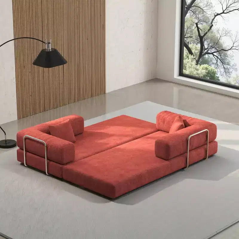 Divano letto componibile MooxvMoo 79, divano letto a pavimento Pudding, divano letto a compressione per soggiorno, camera da letto, arancione