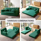 MooxvMoo 79 Divano Letto Sezionale Modulare Convertibile, Divano da Terra Pudding, Letto a Compressione per Soggiorno Camera da Letto, Verde Scuro