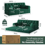 MooxvMoo 79 Divano Letto Sezionale Modulare Convertibile, Divano da Terra Pudding, Letto a Compressione per Soggiorno Camera da Letto, Verde Scuro