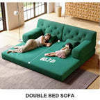 MooxvMoo 79 Divano Letto Sezionale Modulare Convertibile, Divano da Terra Pudding, Letto a Compressione per Soggiorno Camera da Letto, Verde Scuro