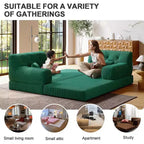 MooxvMoo 79 Divano Letto Sezionale Modulare Convertibile, Divano da Terra Pudding, Letto a Compressione per Soggiorno Camera da Letto, Verde Scuro