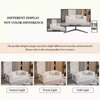 MooxvMoo 80 Divano Letto Convertibile con 2 Cuscini, Divano da Terra a 3 Posti, Letto Matrimoniale King Size, Combinazione Fai da Te, Ciniglia, Bianco Beige