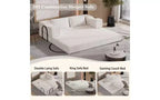 MooxvMoo 80 Divano Letto Convertibile con 2 Cuscini, Divano da Terra a 3 Posti, Letto Matrimoniale King Size, Combinazione Fai da Te, Ciniglia, Bianco Beige