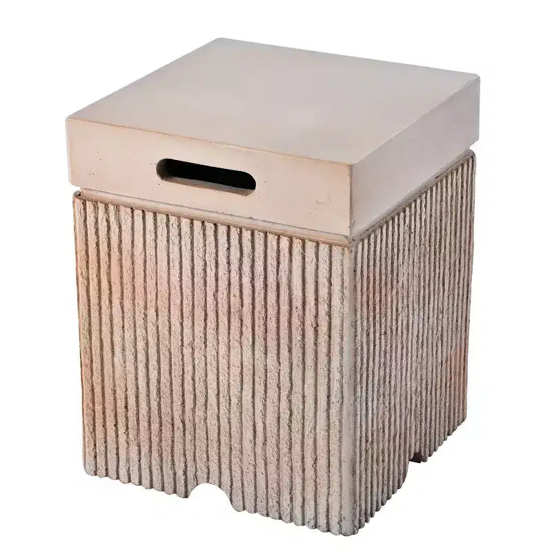 Table d'appoint cache-bouteille de propane Whisen Outdoor, table d'appoint carrée pour brasero à gaz, table d'appoint de jardin avec poignée, lattes verticales