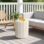 LuxenHome Tavolino da Esterno da 17,7, Tavolino Rotondo da Esterno Effetto Marmo, Piccolo Tavolino da Patio per Balcone, Giardino