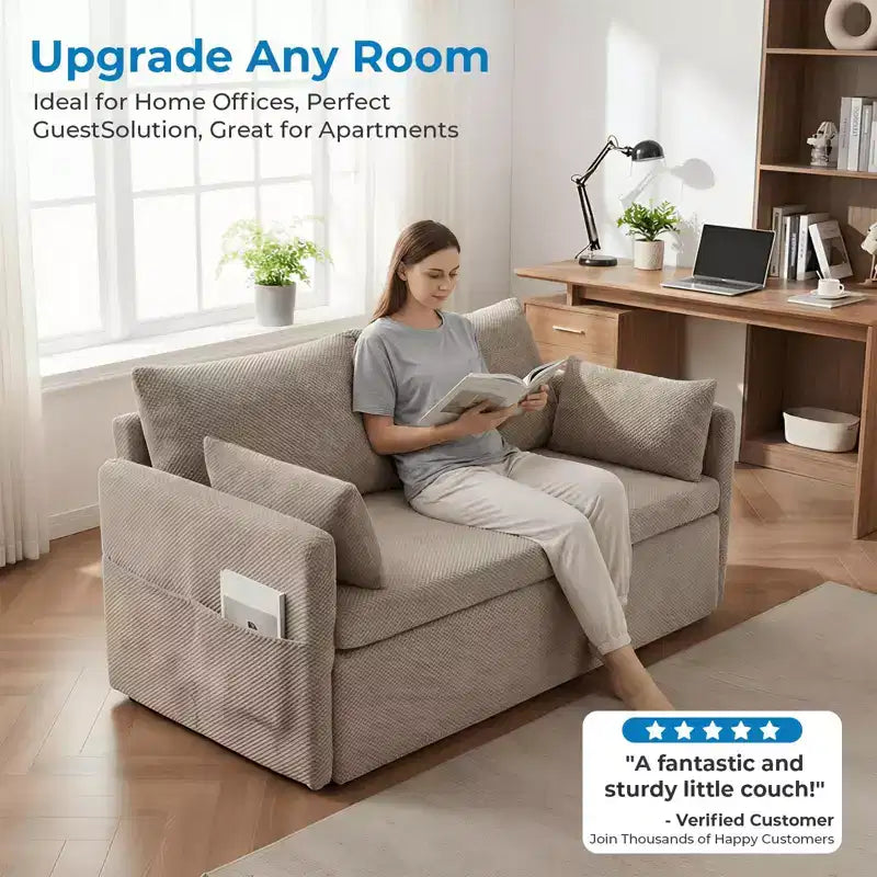 Mjkone Divano Letto Convertibile con Schienale Regolabile, Bubble Fleece, Grigio