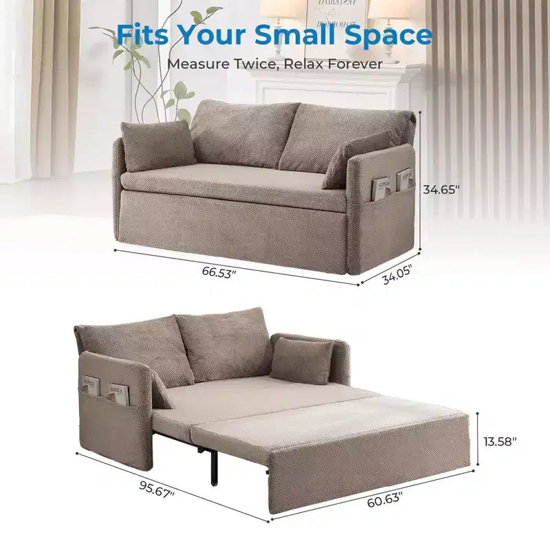 Mjkone Divano Letto Convertibile con Schienale Regolabile, Bubble Fleece, Grigio