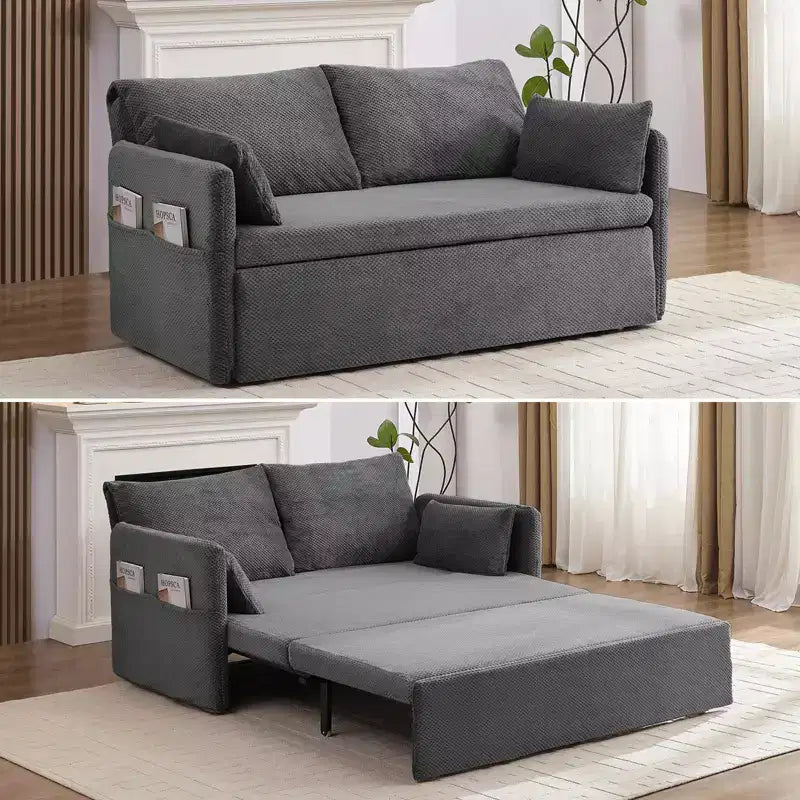Mjkone Divano Letto Convertibile con Schienale Regolabile, Bubble Fleece, Grigio