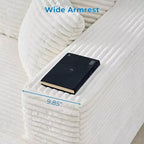 Grand canapé d'angle modulaire Mjkone avec méridienne, velours côtelé de qualité supérieure, adapté aux animaux, blanc ivoire