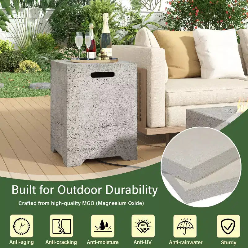 Table de recouvrement pour réservoir de propane extérieur GDFStudio Sam 15,75 avec poignées latérales et rainure inférieure