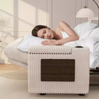 Canapé-lit Dyonery 65 en velours côtelé avec lit gigogne, dossier inclinable, accoudoirs de rangement et ports USB