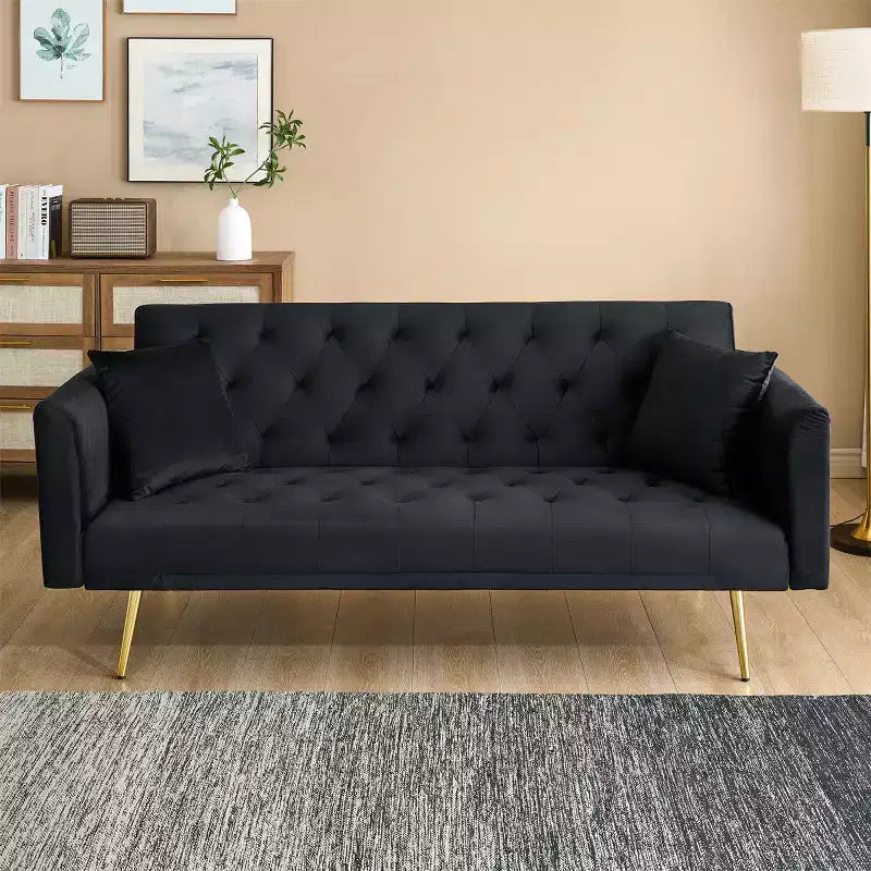 Canapé Loveseat Convertible 71", Canapé-lit en Velours pour Salon, Chambre, Bureau - ModernLuxe