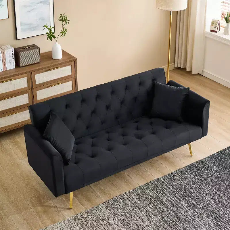 Canapé Loveseat Convertible 71", Canapé-lit en Velours pour Salon, Chambre, Bureau - ModernLuxe