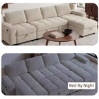 Dyonery Divano Letto Reclinabile, Chaise Longue con Contenitore, Tasche Laterali, Porte USB, in Velluto a Coste