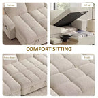 Dyonery Divano Letto Reclinabile, Chaise Longue con Contenitore, Tasche Laterali, Porte USB, in Velluto a Coste