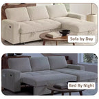 Dyonery Divano Letto Reclinabile, Chaise Longue con Contenitore, Tasche Laterali, Porte USB, in Velluto a Coste